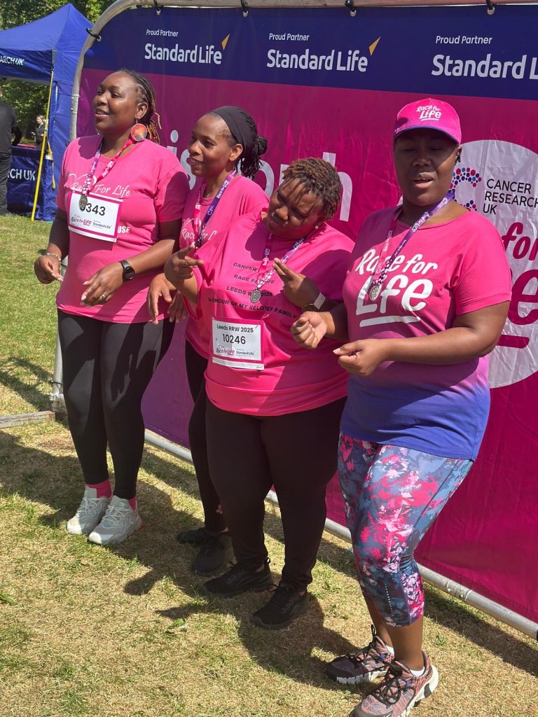Members of the North Charge celebrate their participation in the 2025 Race for Life, wearing their medals after joining the campaign to raise funds for cancer research and honour loved ones affected by the disease. Photo courtesy of UK District RRW Sports and Recreation.